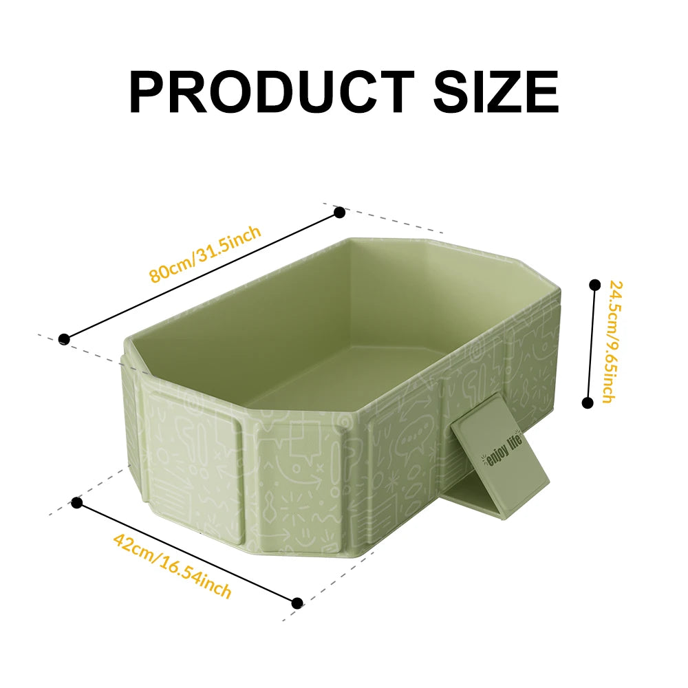 Panel-Sided Foldable Baby Bath Basin in White, Green, Pink or Blue, Portable PVC Bathtub for Parent-Supervised Bathing at Home or Away