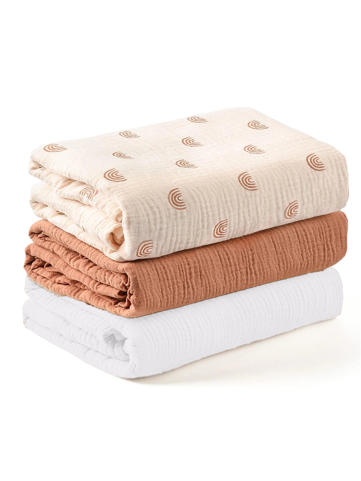 3-Piece Muslin Receiving Blanket Set for Newborn Care, Soft Breathable Baby Wraps with Printed and Solid Design Options in 120 x 100 or 80 x 65 cm