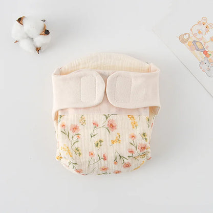 Baby Wrap Cloth Diaper with Adjustable Waist Tabs, Reusable Cotton Nappy in Animal and Rainbow Prints, Single-Piece Infant Changing Essential
