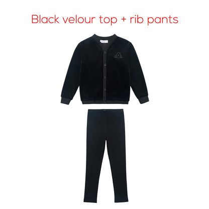 Floral Velour Kids Coordinating Outfits with Girls Dresses, Baby Romper Options, Boys Clothing Sets and Separate Modal Shirt