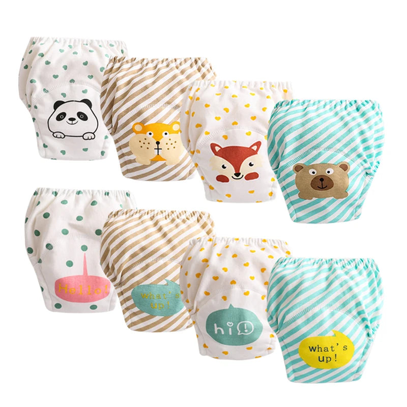 Washable Potty Training Pants Multipack, 4 or 8 Reusable Toddler Underwear Briefs with Printed Designs for Daytime Toilet Learning, Sizes S-XL