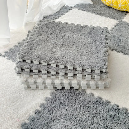 Plush Carpet Puzzle Mat, 20-Piece Interlocking EVA Foam Floor Tiles in Two-Color Options, 30 x 30 x 1 cm Squares for Nursery and Kids Rooms