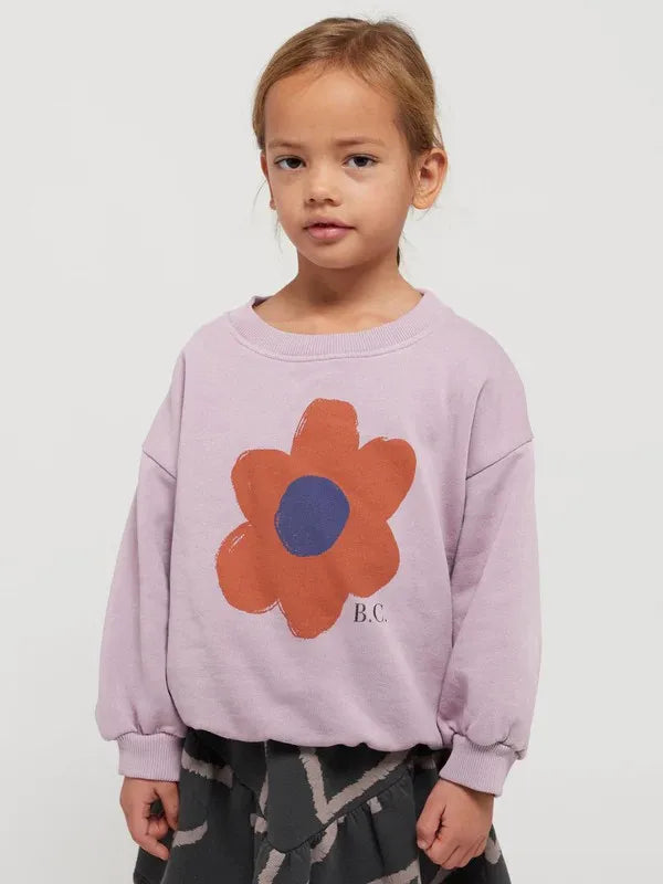 Kids Crewneck Sweatshirt with Animal, Flower and Letter Graphic Options, Long Sleeve Unisex Pullover for Boys and Girls Everyday Seasonal Layering