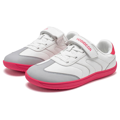 Big Kids Barefoot Sneakers by HOBIBEAR with Wide Toe Box, Zero-Drop Rubber Sole, Hook-and-Loop Strap and Artificial Leather Upper for Everyday Walking