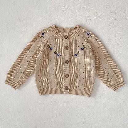 Baby Girl Knit Cardigan Sweaters with Long Sleeves, Korean-Style Infant and Toddler Layering Coats in Multiple Designs, Sizes 3M to 3T