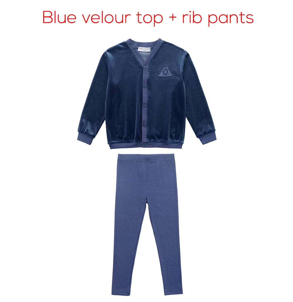 Floral Velour Kids Coordinating Outfits with Girls Dresses, Baby Romper Options, Boys Clothing Sets and Separate Modal Shirt