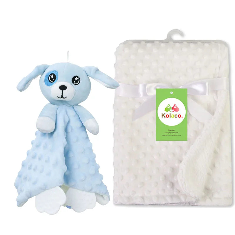 Personalized Minky Baby Blanket and Animal Lovey Options with Custom Name Embroidery, Textured Dot Keepsake for Boys and Girls and Baby Shower Gifts