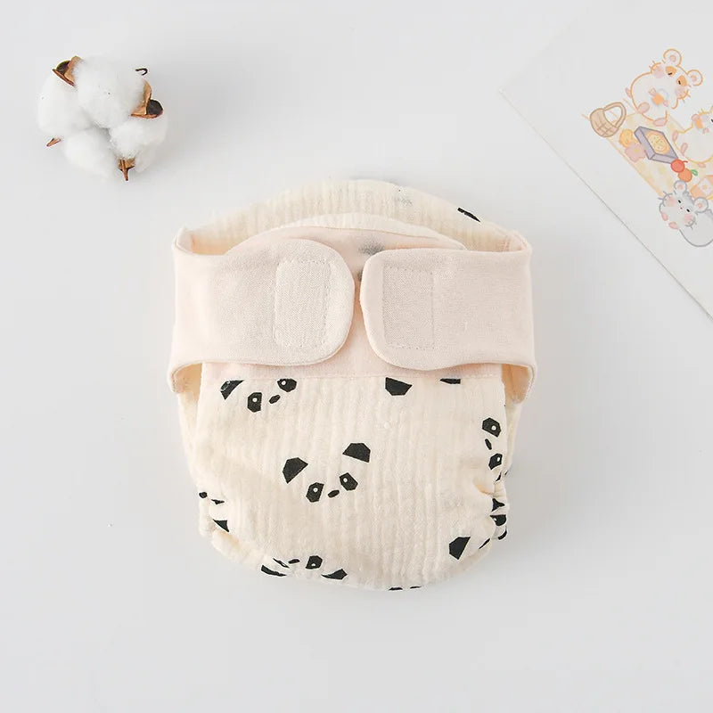 Baby Wrap Cloth Diaper with Adjustable Waist Tabs, Reusable Cotton Nappy in Animal and Rainbow Prints, Single-Piece Infant Changing Essential