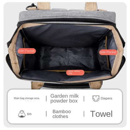 Diaper Bag Backpack with Fold-Out Changing Station, Large Capacity Baby Essentials Organizer with Bottle Pockets and Changing Mat for Parents