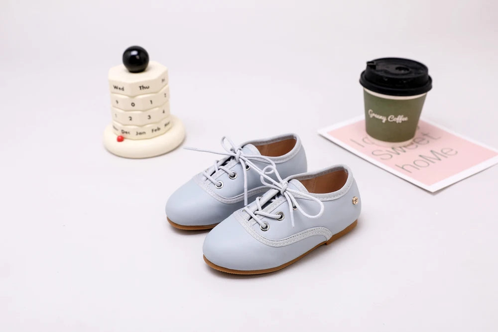Pastel Kids Dress Shoes for Boys and Girls, Mary Jane Flats, Lace-Up Oxfords and Slip-On Styles for Weddings, Birthday Parties and Family Photos