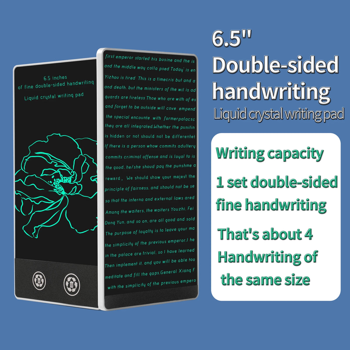 Compact LCD Writing Tablet, 6.5-Inch Fine Handwriting Sketch Pad with Single or Double-Sided Options and Magnetic Stylus for Notes and Drawing