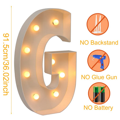 Giant Marquee Letter Frame Box, 91.5cm LED Light-Style Alphabet Display for DIY Names, Baby Showers, First Birthdays and Wedding Party Decor