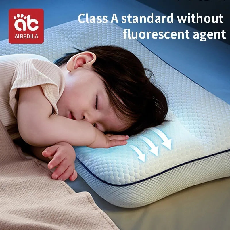 Dual-Sided Kids Contour Pillow with Five-Zone Design, Bamboo Fabric and Tencel Cover, Fiber Filling and T1 T2 T3 Pillowcase Options for Older Children