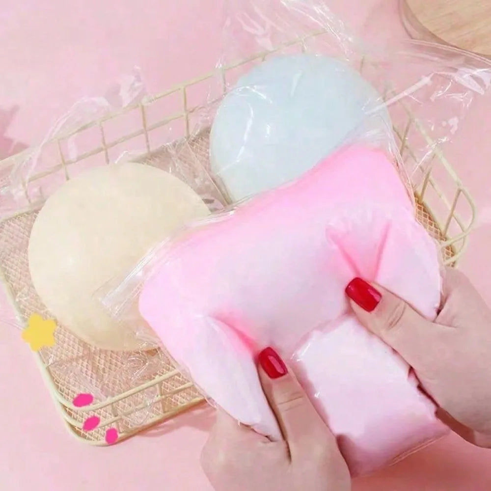 Squishy Stress Ball with Dough Filling, Soft TPR Round Squeeze Fidget in Yellow, Blue, Pink or White for Tactile Play and Desk Breaks