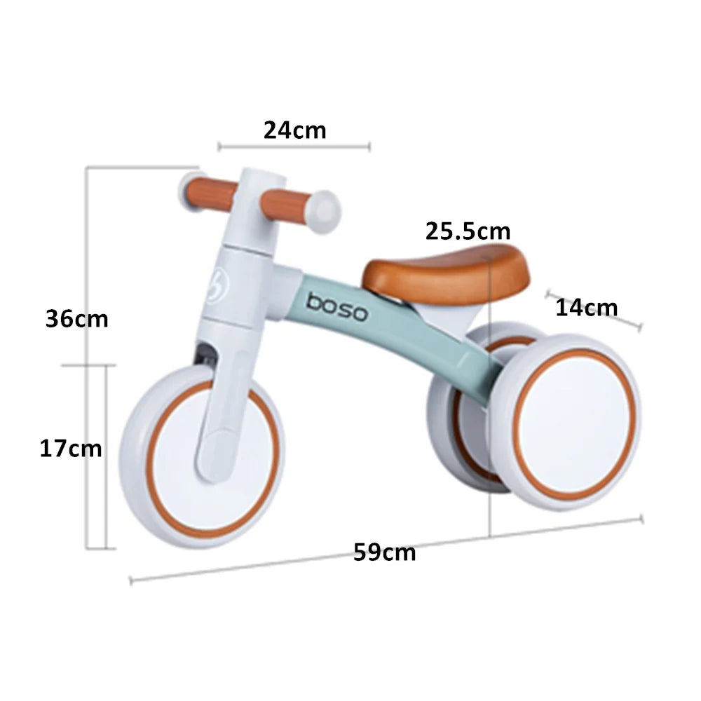 Three-Wheel Baby Balance Bike by ALWAYSME, Lightweight Aluminum Alloy Frame and TPU Wheels for Toddler Riding Play, Ages 12–36 Months