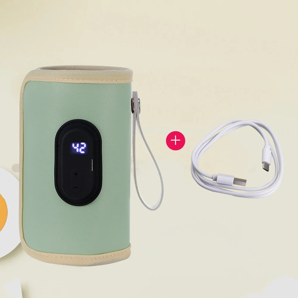 Digital Bottle Warming Wrap with 21 Temperature Levels, USB Powered Baby Milk Warmer Sleeve for Travel Using a 5V 2A External Power Source