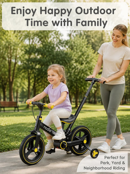 Toddler Balance Bike 4-in-1 with Training Wheels and Parent Push Handle, Lightweight Foldable Kids Bicycle for Boys and Girls Ages 2–6