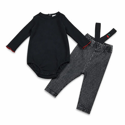 Black Denim Family Matching Outfits with Embroidered Details, Girls Dresses and Skirts, Boys Shirts and Baby Sets for Sibling Photos