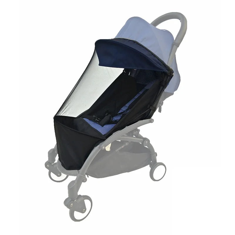 Stroller Mosquito Net with Foot Pocket, Black Polyester Mesh Insect Cover for YOYO-Style Pushchairs, Outdoor Park Walks and Family Travel