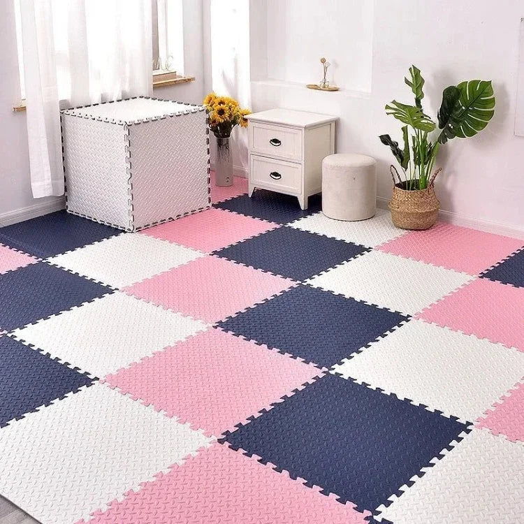 Baby Puzzle Play Mat with 30 cm Interlocking Foam Tiles, 1 cm Thick Textured Floor Padding in 8 or 16 Pieces for Supervised Indoor Play