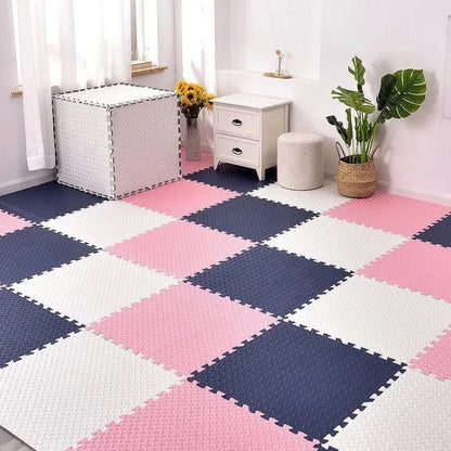 Baby Puzzle Play Mat with 30 cm Interlocking Foam Tiles, 1 cm Thick Textured Floor Padding in 8 or 16 Pieces for Supervised Indoor Play