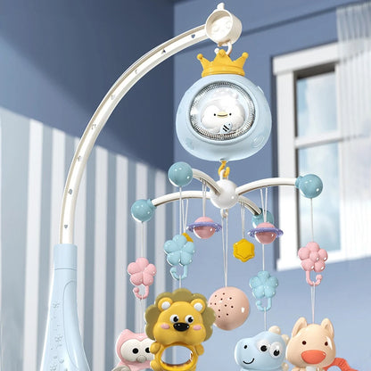 Remote Control Crib Mobile with Projector and Night Light, Rotating Animal Hanging Toys, Musical Lullabies and Timer for Baby Nursery