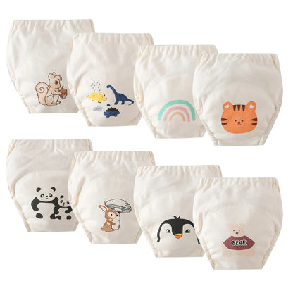 Washable Potty Training Pants Multipack, 4 or 8 Reusable Toddler Underwear Briefs with Printed Designs for Daytime Toilet Learning, Sizes S-XL