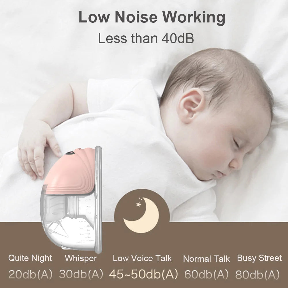 Hands Free Breast Pump in Pink, Portable Wearable Electric Milk Collector with Charging Cable and Bra Adjustment Buckle, Single or Double Options