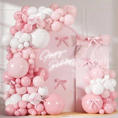 Pink Balloon Arch Kit with White and Pastel Pink Balloons for Birthday Parties, Bridal Showers, Weddings and Anniversary Decorations