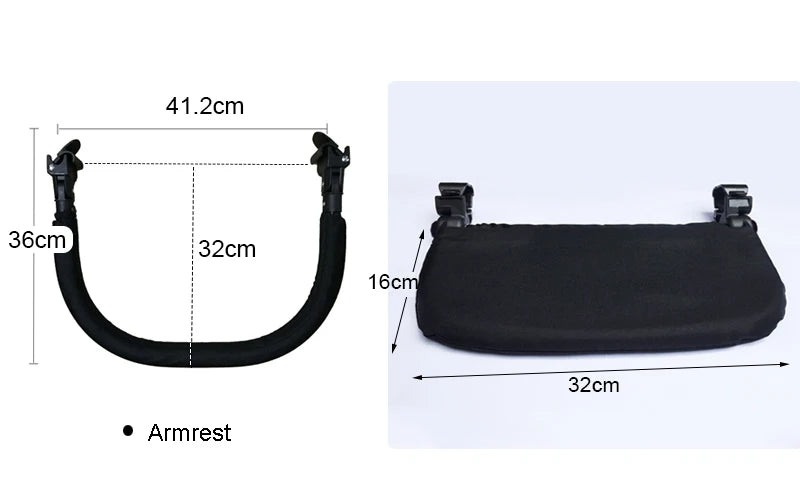 Stroller Footrest and Armrest Accessory Options, 16 cm or 21 cm Oxford Cloth Footboard with Optional Bumper Bar for Compatible Pushchair Frames