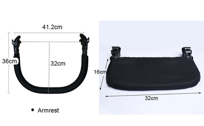 Stroller Footrest and Armrest Accessory Options, 16 cm or 21 cm Oxford Cloth Footboard with Optional Bumper Bar for Compatible Pushchair Frames