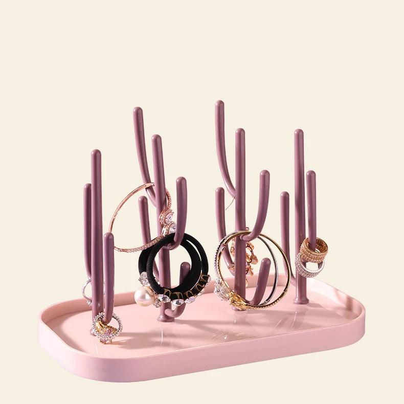 Cactus Baby Bottle Drying Rack with Branch Holders and Water Catch Tray, Portable PP Countertop Organizer for Bottles, Nipples and Pacifiers