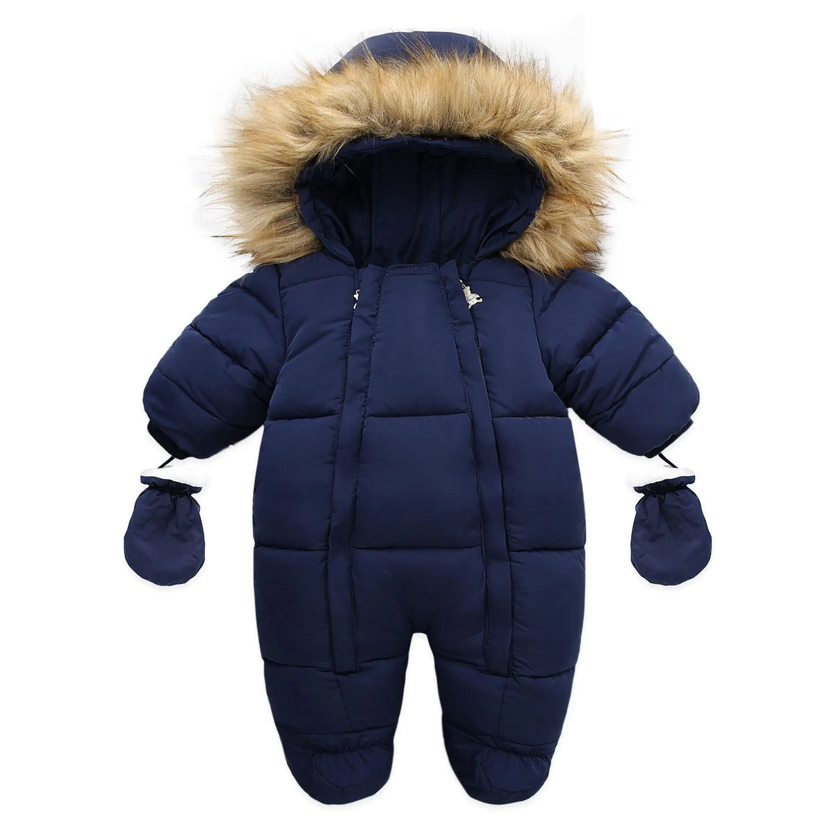 Infant Winter Snowsuit with Hood, Double Front Zippers and Quilted Design, Fleece-Lined Baby One-Piece for Boys and Girls, 3-24 Months