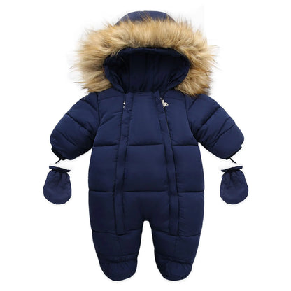 Infant Winter Snowsuit with Hood, Double Front Zippers and Quilted Design, Fleece-Lined Baby One-Piece for Boys and Girls, 3-24 Months