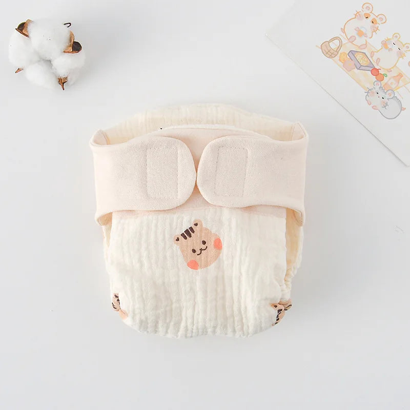 Baby Wrap Cloth Diaper with Adjustable Waist Tabs, Reusable Cotton Nappy in Animal and Rainbow Prints, Single-Piece Infant Changing Essential