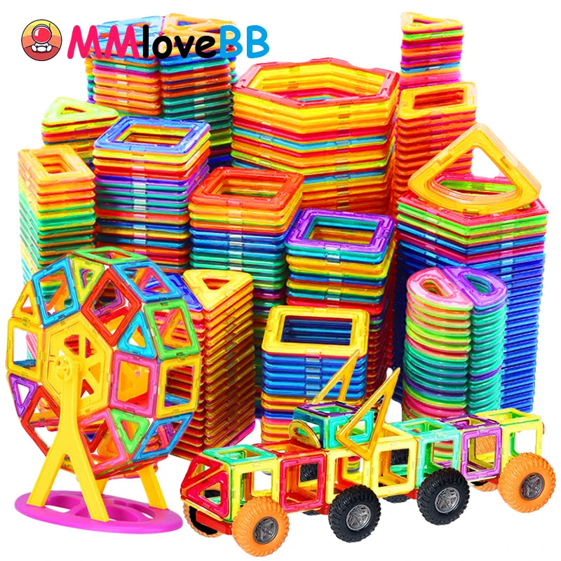 Magnetic Building Blocks for Kids, Large Colorful Geometric Construction Set with 84, 119 or 168 Pieces for Creative STEM Play