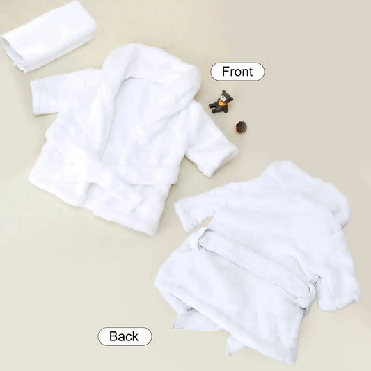 Baby Spa Photo Prop Set, 5-Piece Newborn Bathrobe Outfit with Towel, Slippers and Cucumber Props for Boys and Girls 0-6 Months