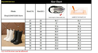 Girls Mid-Calf Lace-Up Boots with Side Zippers, Chunky Lug-Style Soles and Back Pull Tabs, Fall Winter Fashion Footwear in Sizes 27-36