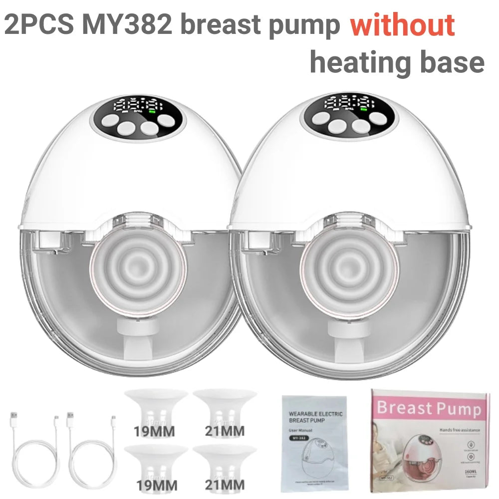 MAOYYE Hands-Free Breast Pump MY382, Wearable Electric Pump with 4 Modes, 12 Levels and Flange Adapters, Pink or White Single and Double Options