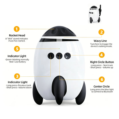 Rechargeable Stroller Rocker with White Noise and Bluetooth, Portable Automatic Pram Rocking Accessory with Adjustable Speed and USB-C Charging