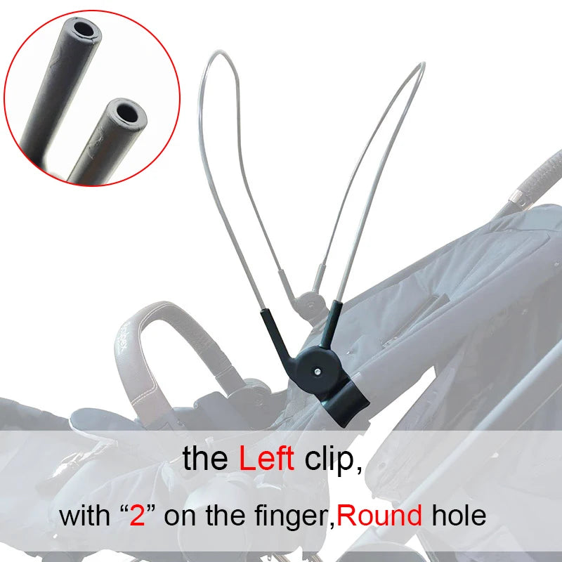 Stroller Canopy Connector Clip Compatible with Cybex Mios 2/3 and Priam 3/4, Adjustable Replacement Sunshade Rod Clamp with Left or Right Options