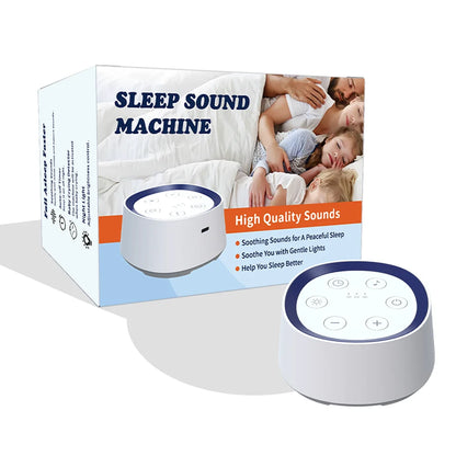 24-Sound White Noise Machine with Warm Breathing Night Light, 30/60/90-Minute Auto-Off Timer and USB Rechargeable Design for Nursery and Travel