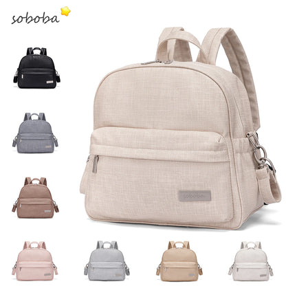 Waterproof Diaper Backpack by SOBOBA | Large Capacity Solid-Color Nappy Changing Bag with Two Straps for Moms and Baby Care Outings