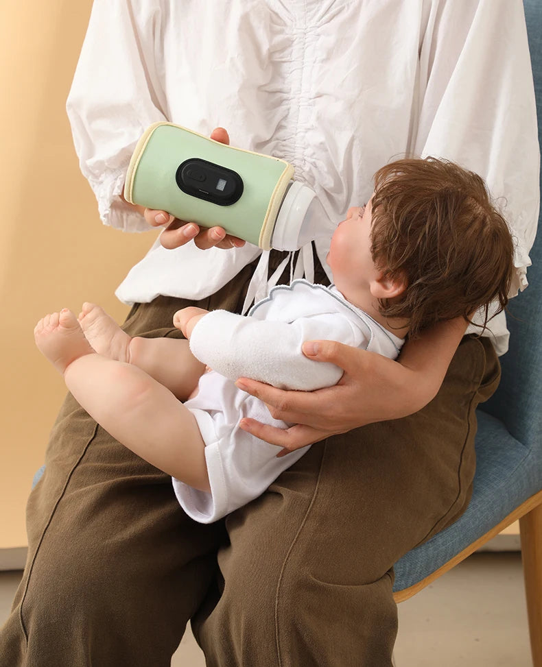 Digital Bottle Warming Wrap with 21 Temperature Levels, USB Powered Baby Milk Warmer Sleeve for Travel Using a 5V 2A External Power Source