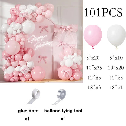 Pink Balloon Arch Kit with White and Pastel Pink Balloons for Birthday Parties, Bridal Showers, Weddings and Anniversary Decorations