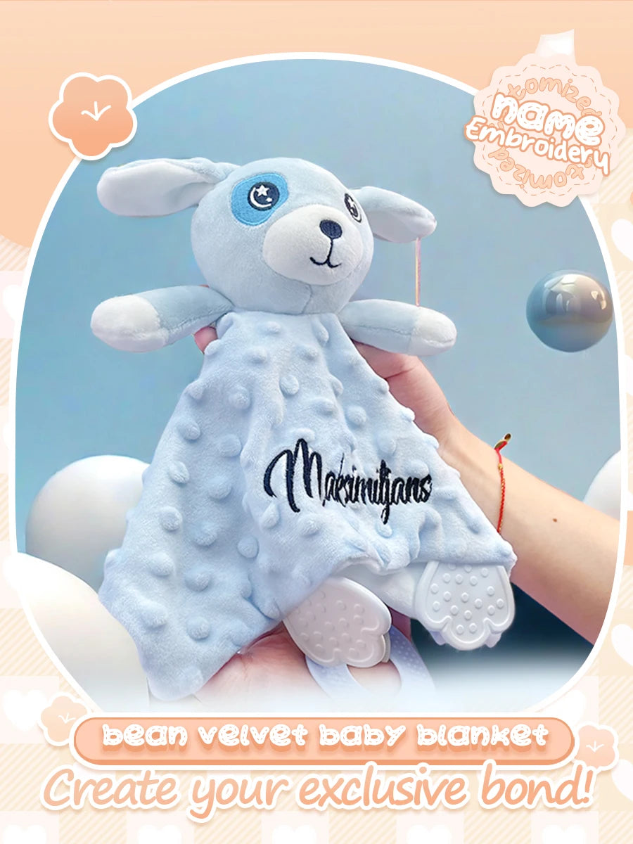 Personalized Minky Baby Blanket and Animal Lovey Options with Custom Name Embroidery, Textured Dot Keepsake for Boys and Girls and Baby Shower Gifts