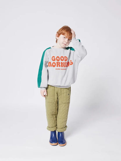 Kids Crewneck Sweatshirt with Animal, Flower and Letter Graphic Options, Long Sleeve Unisex Pullover for Boys and Girls Everyday Seasonal Layering