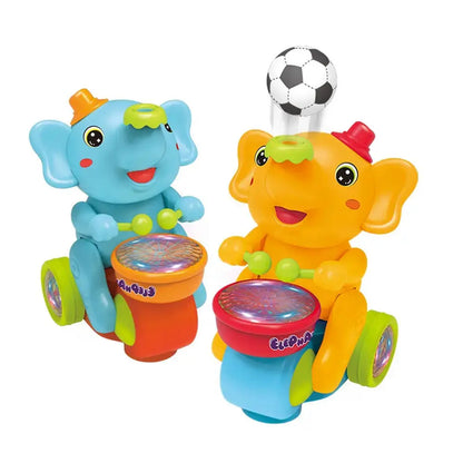 Musical Elephant Crawling Toy with Walking Action, Floating Ball, LED Lights and Drum Sounds for Supervised Baby Floor Play and Gifts