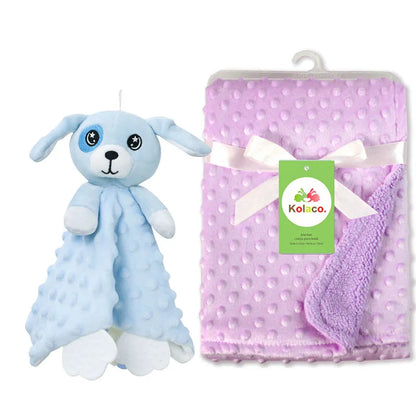 Personalized Minky Baby Blanket and Animal Lovey Options with Custom Name Embroidery, Textured Dot Keepsake for Boys and Girls and Baby Shower Gifts