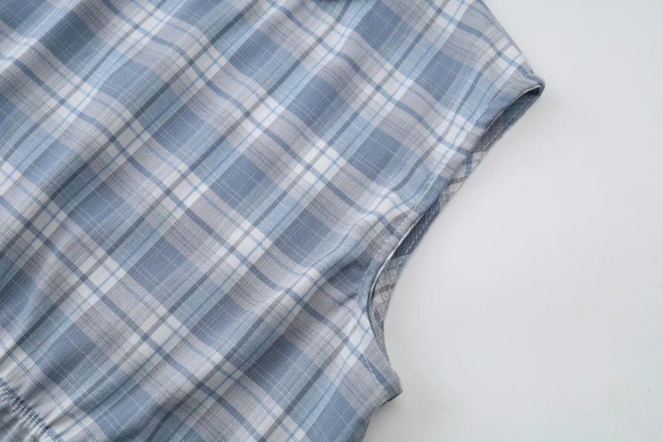 Blue Plaid Girls Maxi Dress and Tie-Front Knit Cardigan Options, Sleeveless Ruffle-Hem Dress or Cropped Long-Sleeve Layer for Teens